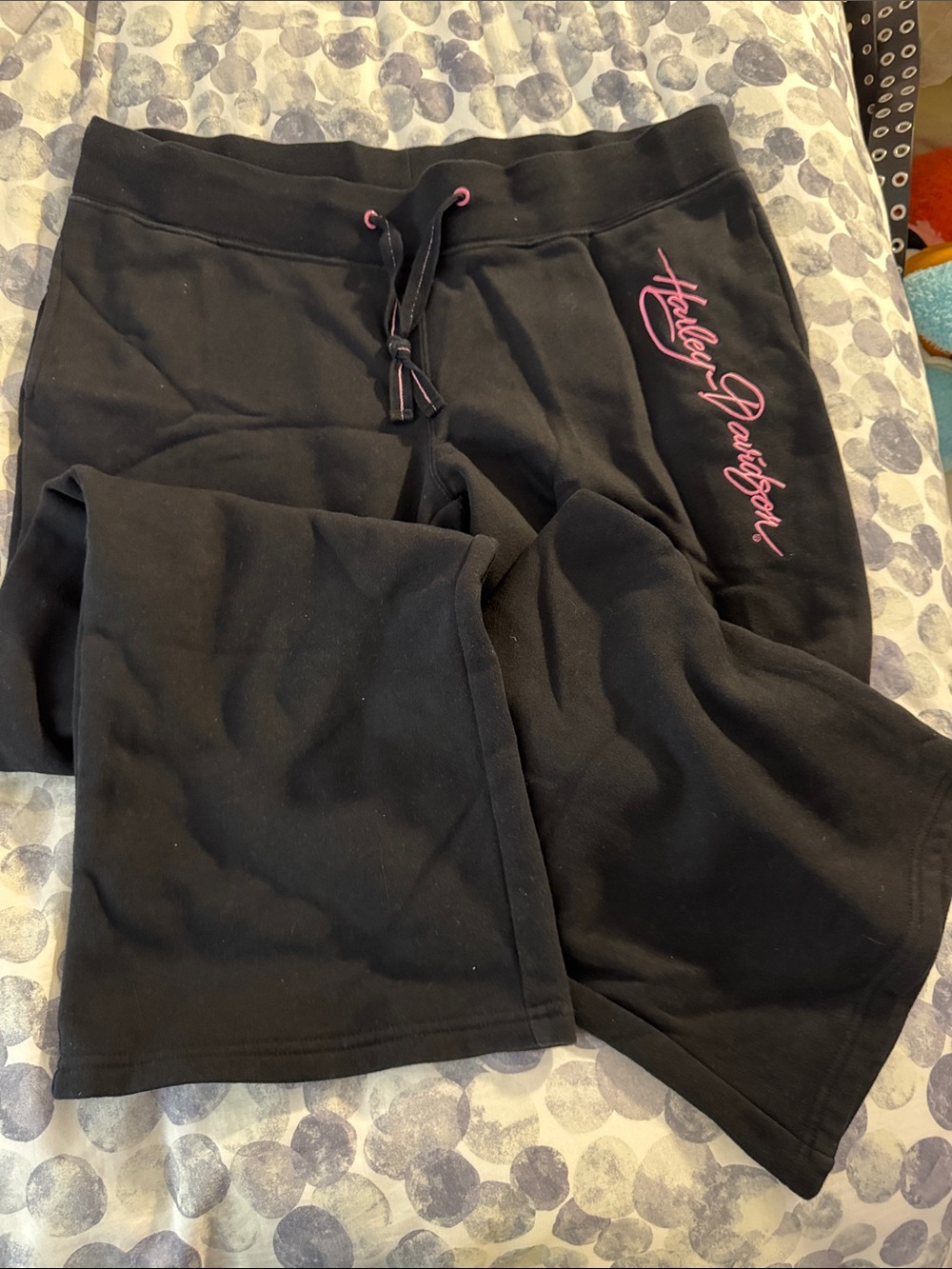 Harley-Davidson Kids Black Sweatpants with Pink Script Detail